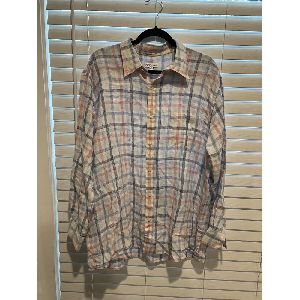 Peter Millar 100% Linen Long Sleeve Button Up Shirt - Size - XL